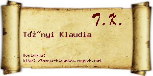 Tényi Klaudia névjegykártya
